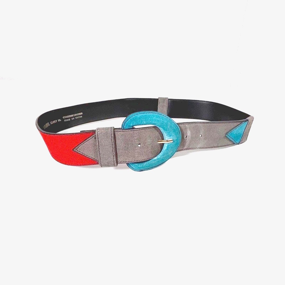 Vintage 80's 90's suede color block belt maximalism avant garde retro chunky